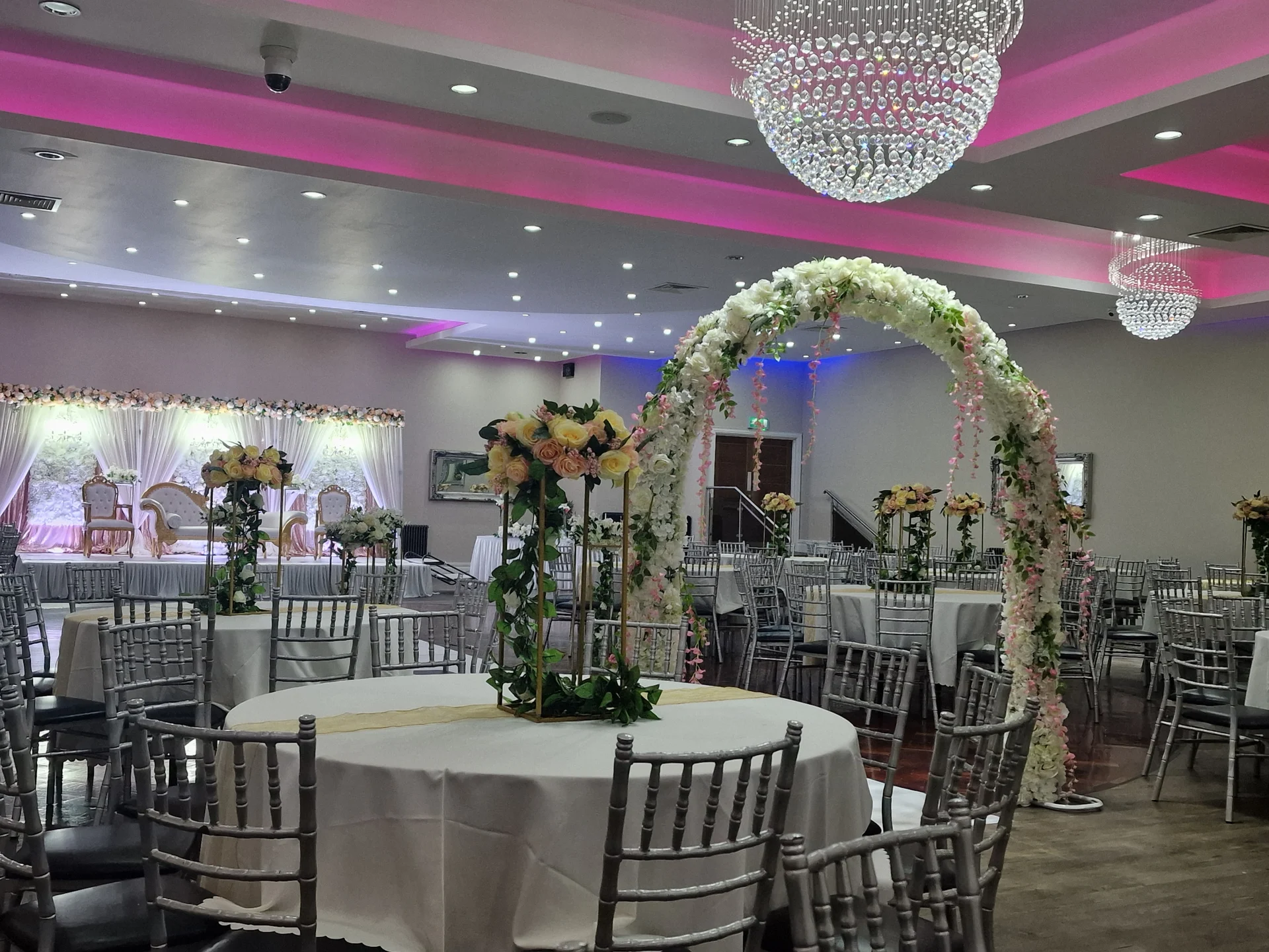 Floral celebration setup at The Valley Suites